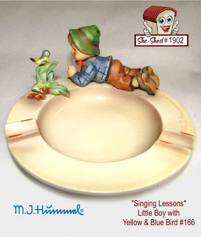 Goebel Hummel Ashtray Singing Lessons Boy w/ Bird 