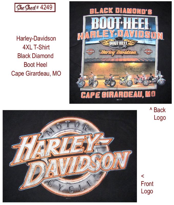 Harley-Davidson 4XL T-Shirt Black Diamond Boot Heel Harley Cape Girardeau, MO