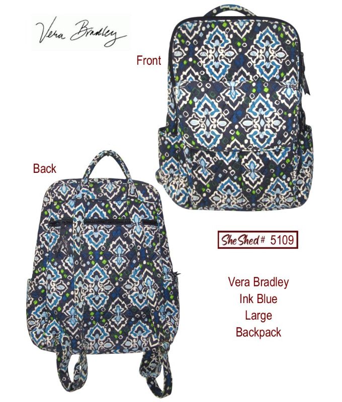 Vera Bradley Ink Blue Backpack Vera Bradley Large Backpack Ink Blue Large Retired Rare HTF  main image 4