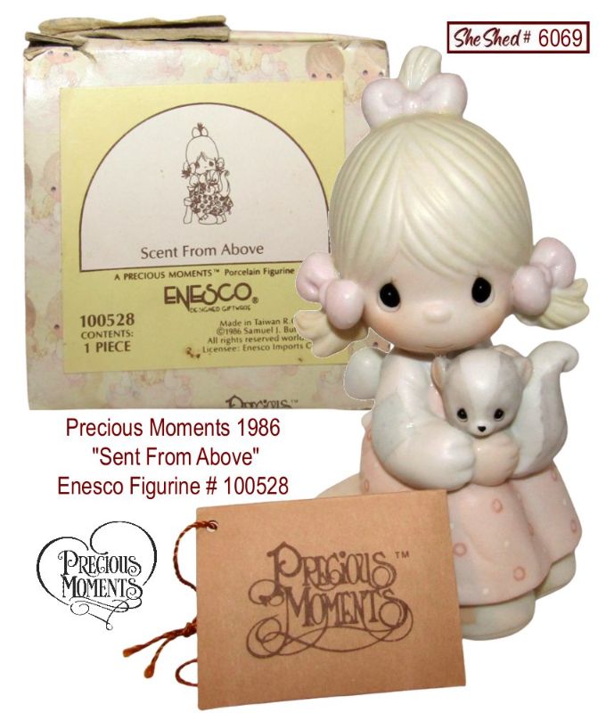 Precious Moments Vintage 1986 Scent From Above 100528 Girl Skunk Figure Box Tag