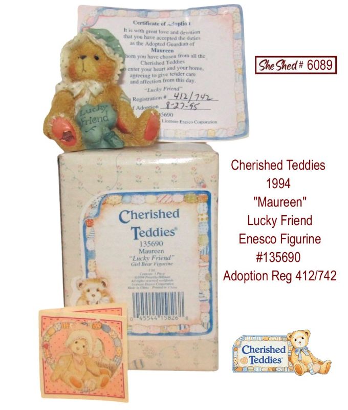 Cherished Teddies 1994 Maureen Lucky Friend 135690 Adoption Reg 412/742