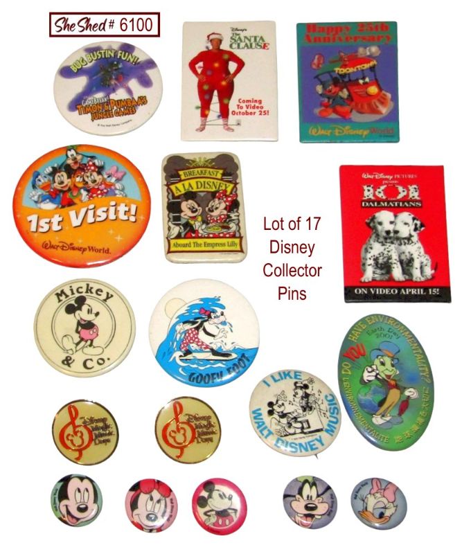 Vintage Disney Trading Pin Lot of 17 Character Park Promo Button Collectibles