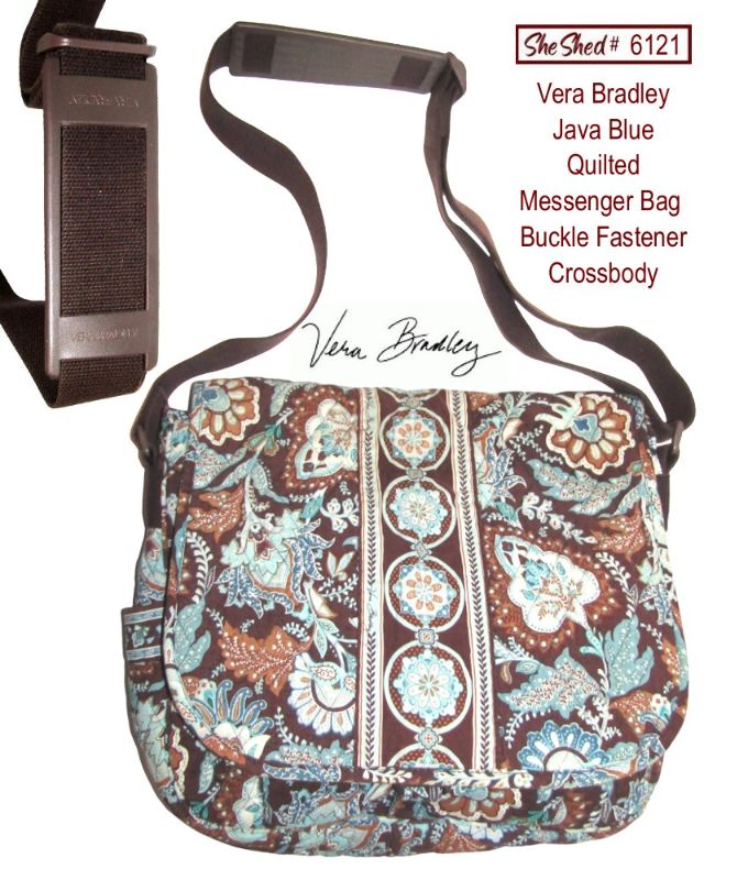 Vera Bradley Java Blue Messenger Bag Retired 2006 Quilted Crossbody Buckle