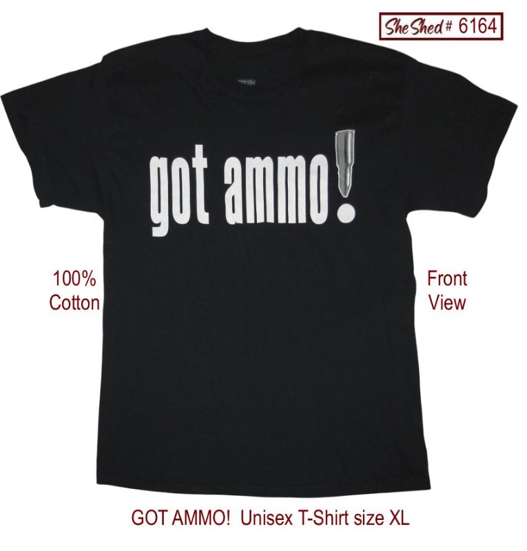 Got Ammo? Peak Season Men's XL Black T-Shirt Bullet Graphic 100% Cotton