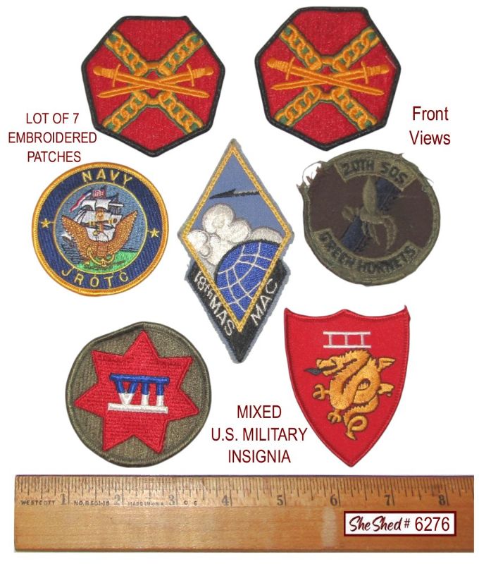 Lot of 7 Mixed U.S. Military Embroidered Insignia Patches Army Navy JROTC