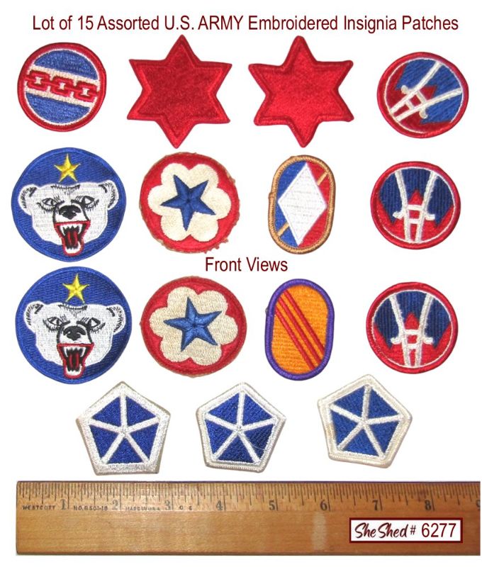 Lot of 15 Assorted U.S. Army Embroidered Unit Insignia Military Patches VGC