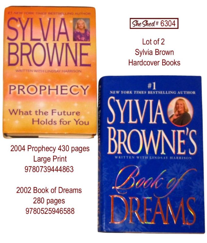 Lot of 2 Sylvia Browne Prophecy Large Print Book of Dreams Hardcover Dust Jacket