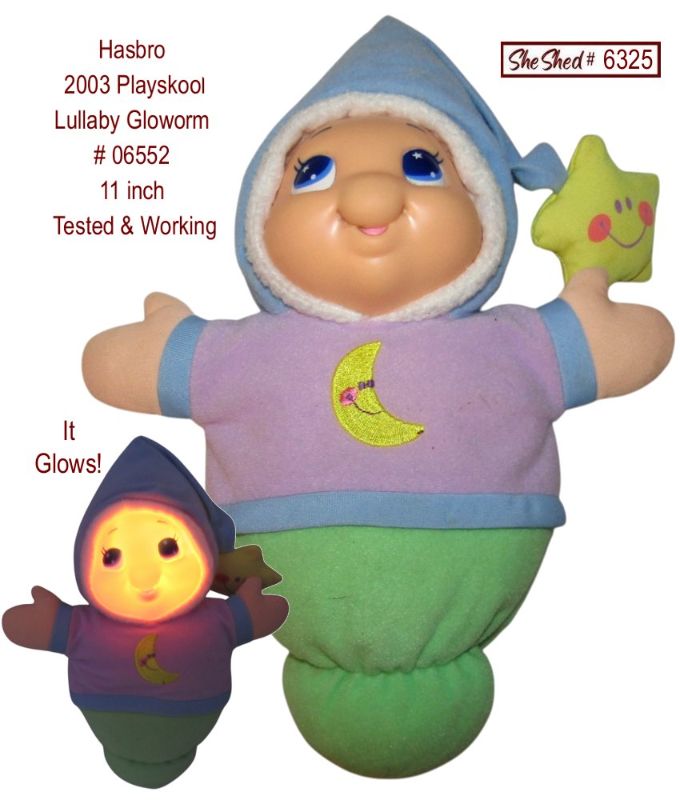 Vtg 2003 Playskool Lullaby Gloworm 11" Plush Light Up Hasbro 06552 Tested Works