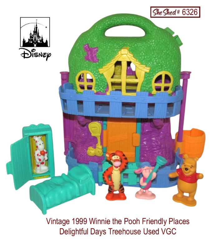 Vtg 1999 Disney Winnie Pooh Friendly Places Delightful Days Treehouse Playset