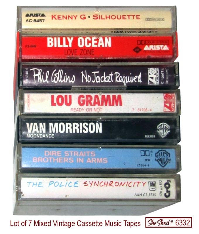 Vintage Lot 7 Cassette Tapes Police Dire Straits Phil Collins Van Morrison