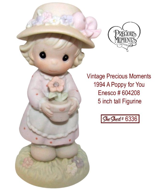 Precious Moments 1994 A Poppy for You Figurine 604208 Trumpet Symbol 5"