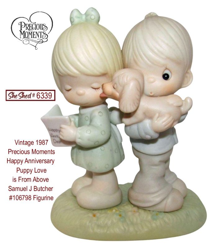 Precious Moments 1987 Puppy Love Is From Above Anniversary Figurine 106798